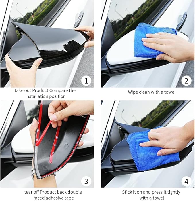 Car Ox Horn Side Rearview Mirror Cover Wing Mirror Protect Decorate Covers Auto Exterior Decoration Accessories for Toyota Camry 2018 2019 2020 2021 2022 2023 2024 2025(Bright Black)