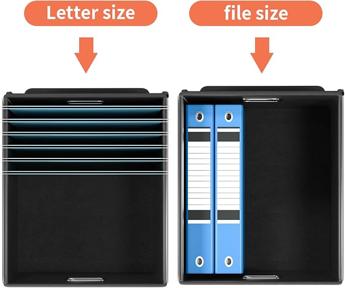 Huolewa File Organizer Box with Lid, Collapsible File Folder Organizer for Office Document Storage, Filing Box with Plastic S
