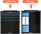 Huolewa File Organizer Box with Lid, Collapsible File Folder Organizer for Office Document Storage, Filing Box with Plastic S
