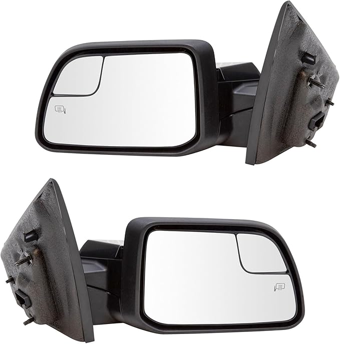 TRQ Driver & Passenger Side Power Heated Mirror Set Paint to Match Spotter Glass with Puddle Light Compatible with 2011-2014 