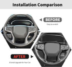 Steering Wheel Trim Cover Frame Decoration Interior Accessories Compatible with Chevrolet Silverado 2019-2023,for Chevrolet Tahoe 2021-2023,for Suburban SUV 2020-2023,Black wood grain