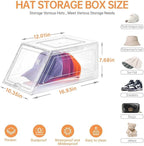 4 Pack Hat Organizer for Baseball Caps,Large Clear Cap Organizer with Drawer,Hats Holder Box for Closet with Sliding Tray,Sta