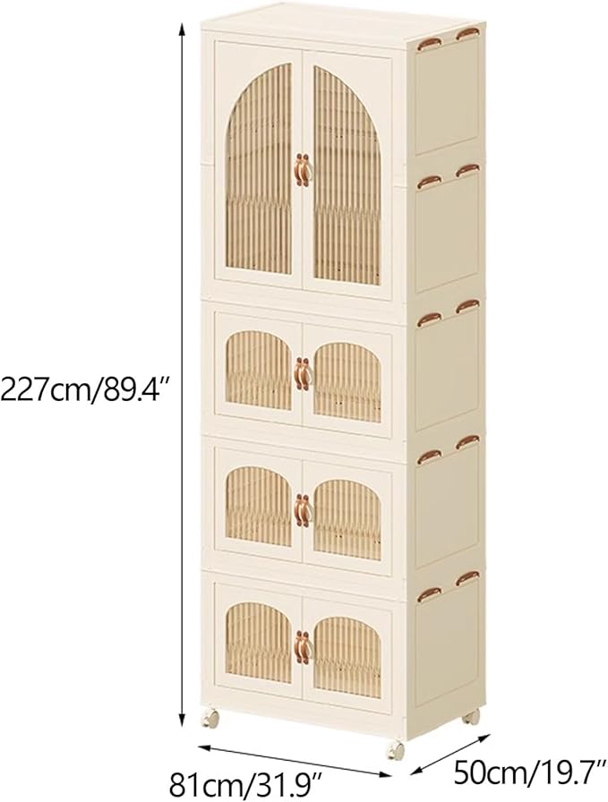 Heavy Duty Clothes Rack - Portable Foldable Wardrobe with Hanging Space on Wheels for Bedroom, Dorm, or Laundry Room Use, 81x