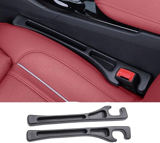 for Tesla Car Seat Gap Filler for Model 3 Y 2016-2024 - EVA Anti-Slip Organizer with Storage Slots for Phone/Keys, Easy Installation Gap Blocker to Prevent Items Falling (2 Pack Black)
