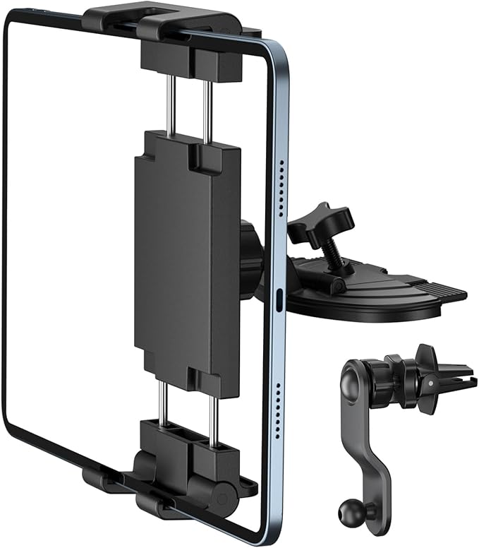 PLDHPRO iPad Holder for Car CD Slot, Adjustable Tablet Mount Air Vent Stand Compatible with 5.1'' -15.6'' Phone, iPad mini/Air/Pro, Galaxy Tab, Z Fold, Vehicle GPS Navigation Accessories