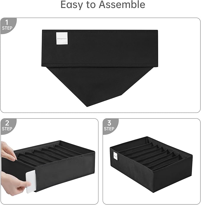 4 Packs T-shirt Drawer Organizers for Clothing,8 Grids Compartment Wardrobe Storage Box, Washable Clothes Organizer for Folde