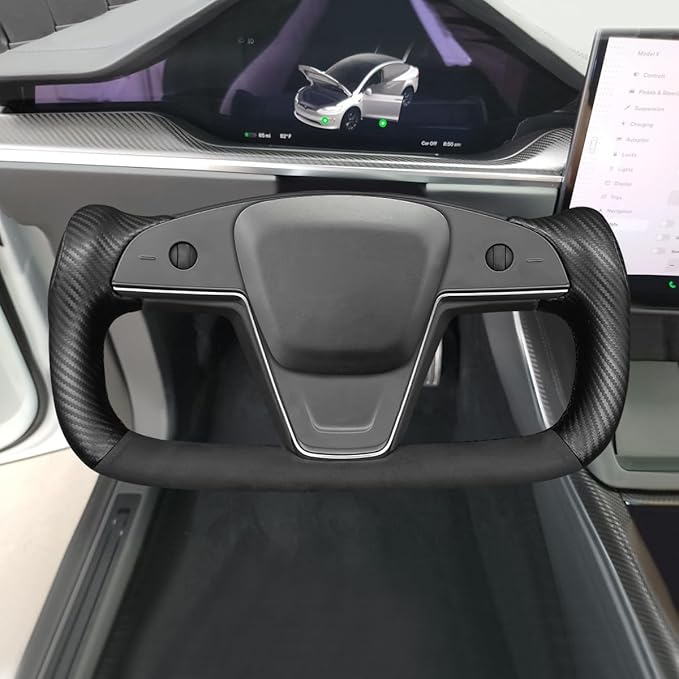 MEWANT Hand Stitched Tesla Model S Yoke Steering Wheel Cover Wrap for Tesla Model S 2021-2023 / Model X 2021-2023 Tesla Yoke Steering Wheel Accessories