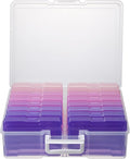 novelinks Transparent 4" x 6" Photo Cases and Clear Craft Keeper with Handle, 16 Inner Photo Organizers & Photo Storage Box, 