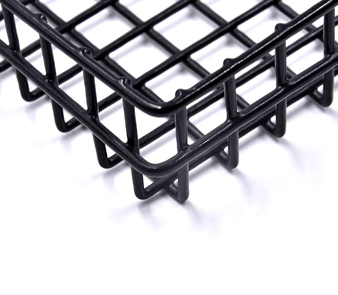 Black Metal Wire Hanging Basket, Multifunction Creative Mesh Wall Grid Holder Storage Organizer Plant Holder Shelf Flower Pot
