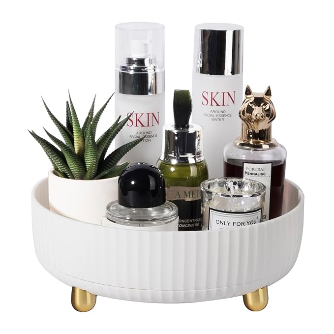 Anyoifax Makeup Perfume Organizer Tray 360 Degree Rotating Lazy Susan Skincare Lotion Organizer Spinning Cosmetics Storage fo