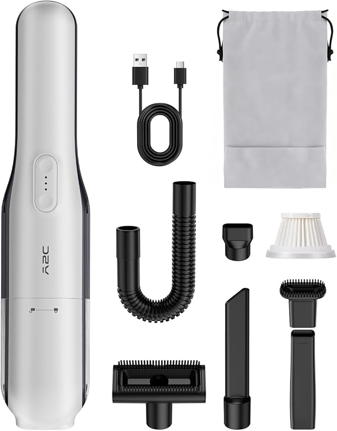 A2C Handheld Vacuum Cordless with 19000Pa Strong Suction, Mini Car Vacuum Cleaner with HEPA Filter, 2 Suction Modes, Multi-No