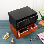 Wooden Storage Box Rustic Desktop Organizer with 2 Drawers Office Desk Accessories Shelf Small Craft Storage Containers Apoth