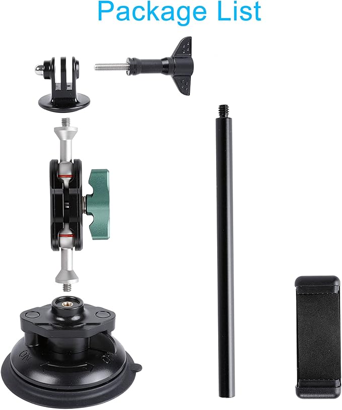 PellKing Camera Suction Cup Mount with Phone Holder and Action Camera Adapter Accessories for Insta360 X5,X4 X3, ONE X2, ONE RS, GoPro Hero 13 12 11 10 9 8 7 6 5 Max, DJI Action 5 4 3 2 etc
