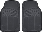 BDK ProLiner Floor Mats for Cars Trucks SUV, 2-Piece All-Weather Car Mats with Universal Fit Design, Durable Car Floor Mats with Capture Ridges, Waterproof Rubber Floor Mats for Cars (Black)