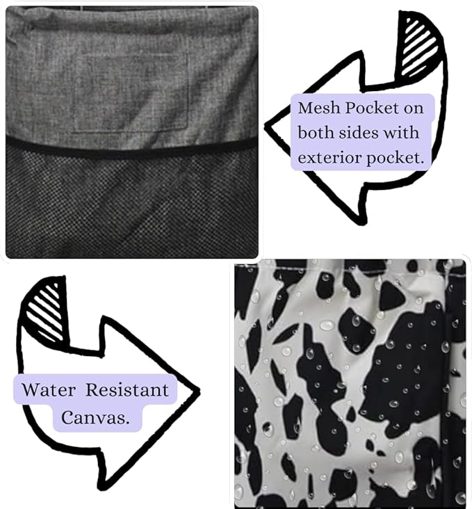 NGIL Extra Large Utility Tote Reusable Grocery Organizing Bag Oversized Collapsible for Storage, Picnic,Car, Beach (Cow Splatter Print-black)