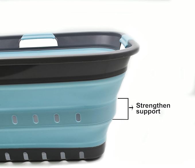SAMMART 42L (11 gallon) Collapsible Plastic Laundry Basket - Foldable Pop Up Storage Container/Organizer - Space Saving Hampe