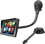 Suction Cup Mount for Carplay Screen with 11.8” Long Arm, 360° Adjustable Aluminum Alloy Arm Strength Windshield Dashboard Mount with 78mm Strong Adhesive Disk Replacement Holder for GPS Mount