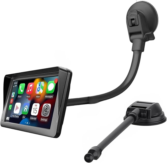Suction Cup Mount for Carplay Screen with 11.8” Long Arm, 360° Adjustable Aluminum Alloy Arm Strength Windshield Dashboard Mount with 78mm Strong Adhesive Disk Replacement Holder for GPS Mount