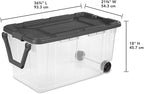 Sterilite 6-Pack Modular Stacker Box, Durable Clear Plastic Storage Bins with Latching Lids, 160 Quart - Stackable Organizing