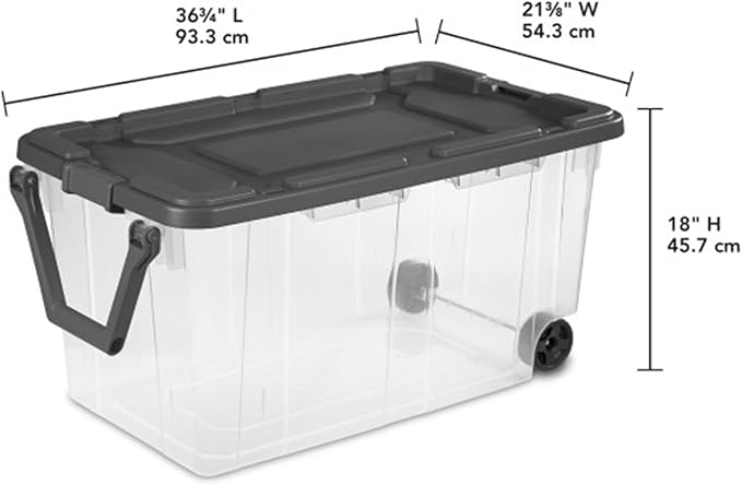 Sterilite 8-Pack Modular Stacker Box, Durable Clear Plastic Storage Bins with Latching Lids, 40 Quart - Stackable Organizing 