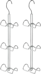 mDesign Metal Wire Over The Closet Rod Hanging Storage Organizer Hanger for Storing and Organizing Purses, Backpacks, Satchel