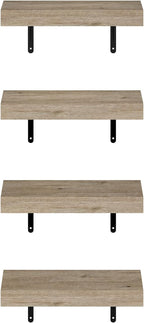 Furinno Tanna Floating Shelves for Wall Set of 4, 15-Inch Wall Shelf, Wall Mounted Shelf, for Bathroom, Home Office, Living R