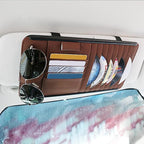 Car Sun Visor Pocket Organizer, Car CD/DVD Holder Storage Case, Multi-Pocket Visor Organizer Storage Pouch, Glasses Clip Storage Bag, Auto Interior Accessories Pockets Organizer (Brown)