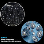 Bling Rearview Mirror Accessories Elastic Plush Car Rear View Mirror Cover for Women Bling Car Accessories Universal Fit Black