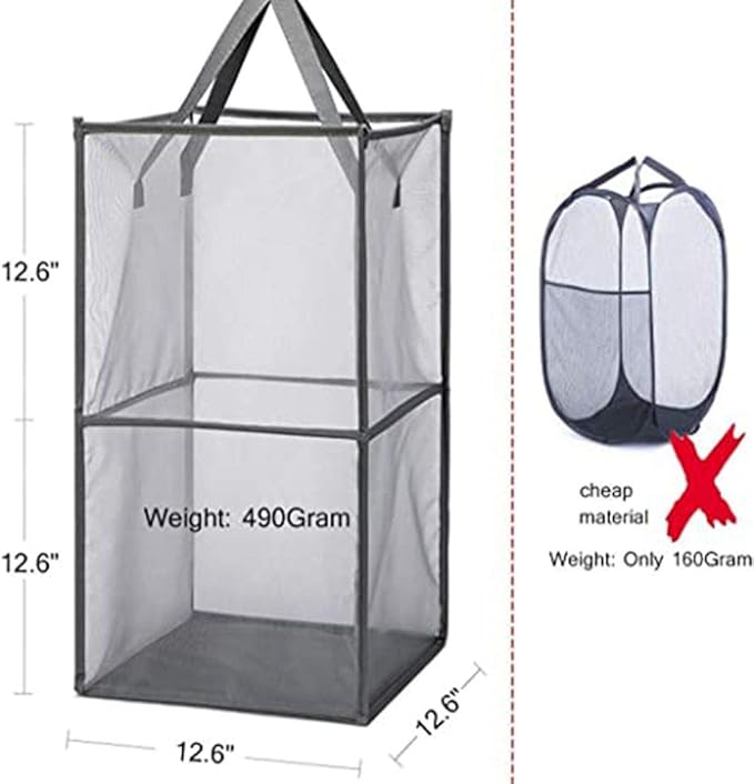 Pop Up Laundry Baskets - Mesh Collapsible Laundry Hampers Storage with Handle - Foldable for Washing Storage, Great for The K
