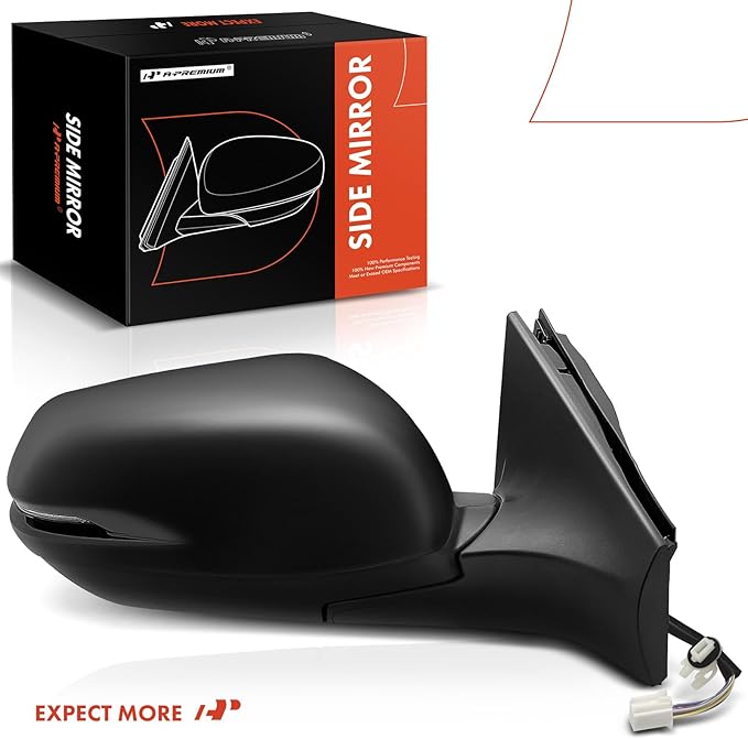 A-Premium Passenger Side Power Door Mirror - Compatible with Honda CR-V 2017-2022 - Heated Manual Folding Black Outside Rear View Mirror w/Turn Signal and Blind Spot Detection