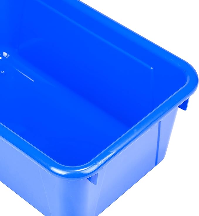 Storex Small Cubby Bins – Plastic Storage Containers for Classroom with Non-Snap Lid, 12.2 x 7.8 x 5.1 inches, Assorted Color