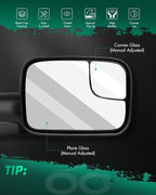 SCITOO Compatible fit For Dodge Towing Mirror Passenger Side Rear View Mirror 1994-2001 For Dodge For Ram 1500 2500 3500 Manual Control Manual Telescoping Folding Feature