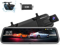 Upgraded 10'' Rear View Mirror Camera Mirror Dash Cam Front and Rear 1080P Backup Camera Full Touch Screen w Loop Recording, 