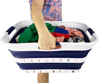 SAMMART 42L (11 gallon) Collapsible Plastic Laundry Basket - Foldable Pop Up Storage Container/Organizer - Space Saving Hampe
