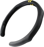 Quick Install Sporty Perforated Nappa Leather Steering Wheel Cover with Yellow Stripes Universal fit 14½" to 15" Car SUV Pick