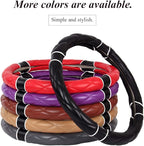 Car Steering Wheel Cover with Durable PU Leather, Universal 18 inch Fit for Car Truck SUV, Breathable Anti Slip Auto Steering Wheel Covers for Men and Women