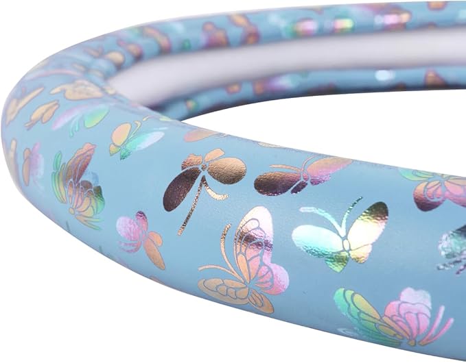 CAR-GRAND Shining Butterfly Leather Steering Wheel Cover, Universal 14.5-15 Inch Anti-Slip Odorless Colorful Car Wheel Protec