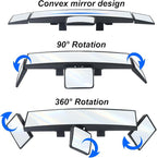 15" Rear View Mirror with Baby Mirror,Car Panoramic Rearview Mirrors Extender,Clip on Large Wide Angle Rear View Mirror for Truck Car and SUV (White)