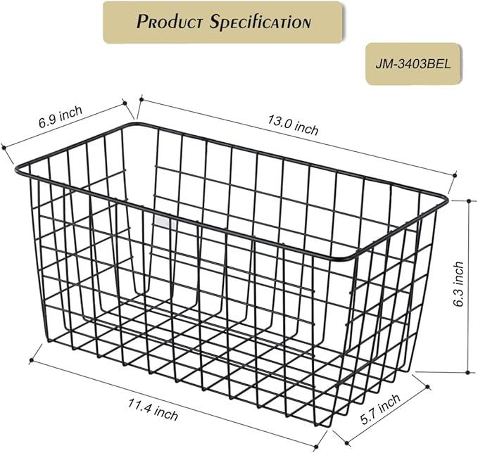 3 Pack【Extra Large】Hanging Kitchen Basket,Wire Storage Basket,with Traceless Tape and High-Strength Nylon Hooks,no Drilling,f