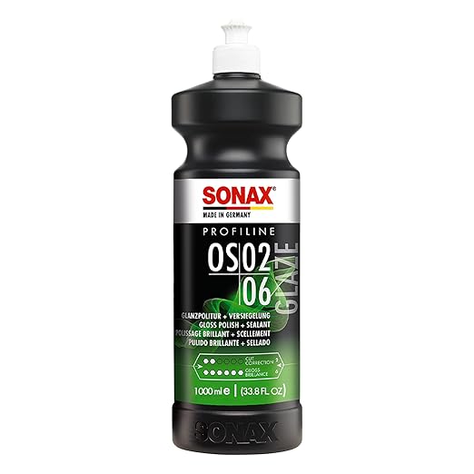 SONAX Glaze OS 02-06 | All-in-One Car Polish for Scratch Removal, High-Gloss Finish & Ceramic Protection | SiO2-Based 6-Month Durability | Hologram-Free Results for All Paint | 247300 | 1 Liter
