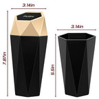 Car Trash Can with Lid, Mini Car Trash Cup with 30 Additional Trash Bags, Car Accessories for Interior, Leakproof Vehicle Garbage Bin for Car, Home, Office - 2 Packs, Gold