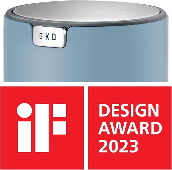 EKO Fandy 0.4 Gal/1.5L Mini Tabletop Trash Bin with Swing-Lid, Desktop Trash Can for Bathroom Countertop, Vanity, Coffee or Office, Small Garbage Bin (Blue)