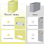BALEINE File Organizer Box, Cardboard File Folder Organizer with Handle for Letter Size, Portable Collapsible Hanging Filing 