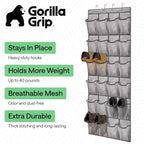 GORILLA GRIP Over the Door Shoe Organizer, 24 Extra Large Breathable Mesh Pockets, Space Saving Hanging Storage Holder, 4 Hoo