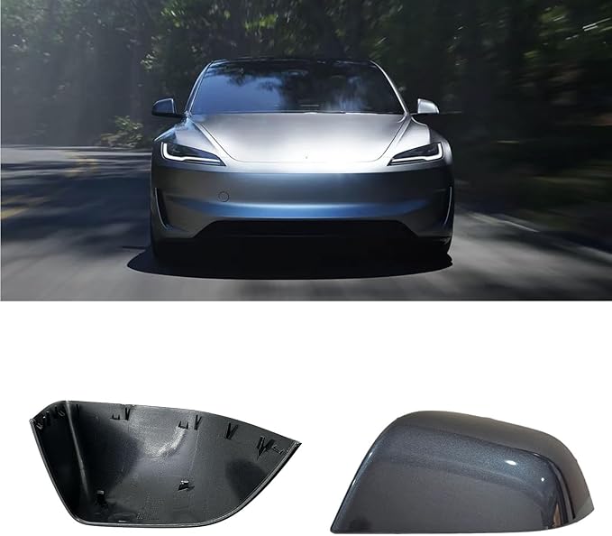 Compatible with Tesla Model 3 Side Mirror Cover Replacement 2017 2018 2019 2020 2021 2022 2023 2024 2025, Left Side Rearview Mirror Cover Cap for Model 3 Accessories(Silver)