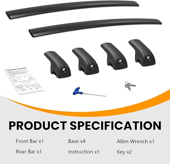 300lbs Lockable Roof Rack Cross Bar Fit for Volkswagen VW Tiguan 2018-2026 (Not for Limited) & Taos 2022-2026, Aluminum Roof Rails Crossbars for Cargo Bars Luggage Bike Kayak Rack