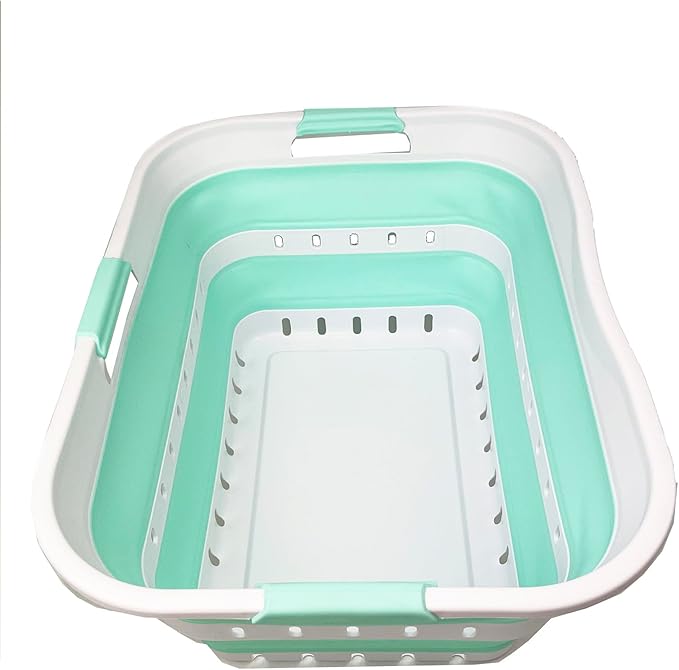 SAMMART 42L (11 gallon) Collapsible Plastic Laundry Basket - Foldable Pop Up Storage Container/Organizer - Space Saving Hampe