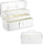 BTSKY 3-Layer Plastic Dividing Storage Box Craft Organizer with Adjustable Spacers Portable Handled Art Supply Organizer Mult
