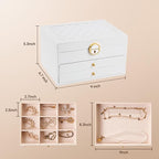 3 Layer Jewelry Box, Jewelry Holder Organizer with Jewelry Organizer Drawer, Large Jewelry Boxes & Organizer with Velvet Earr