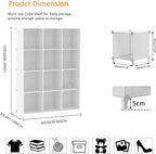 AWTATOS Cube Storage Organizer Storage 12 Cube Bookshelf DIY Plastic Closet Clothes Storage Shelves with Wooden Mallet, Stack